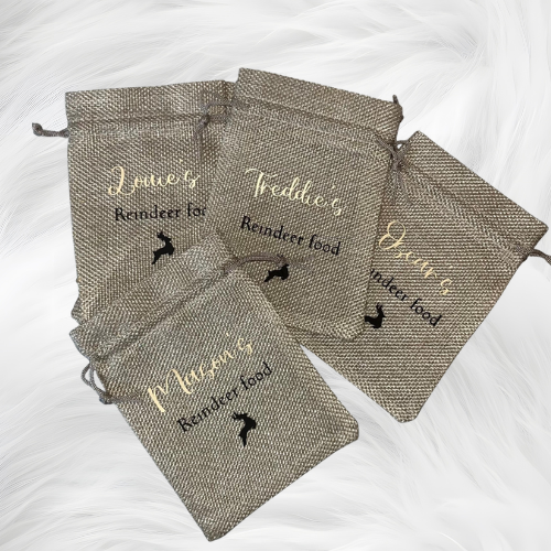 Reindeer Dust Pouch Burlap
