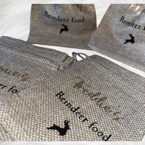 Reindeer Dust Pouch Burlap