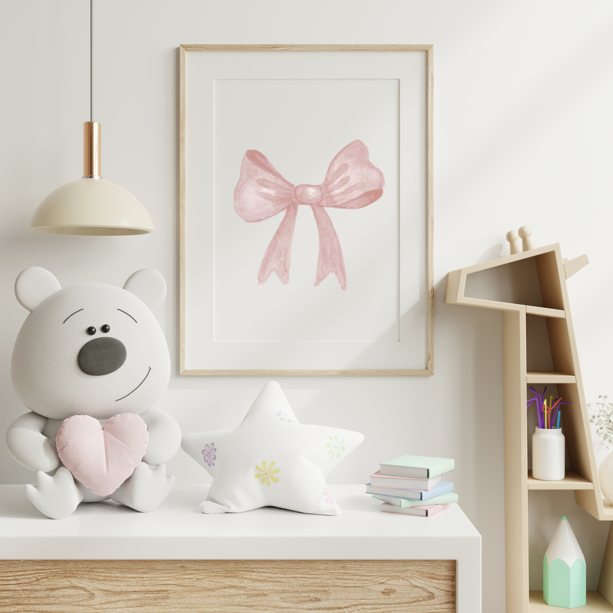 Pastel Bow Nursery Print