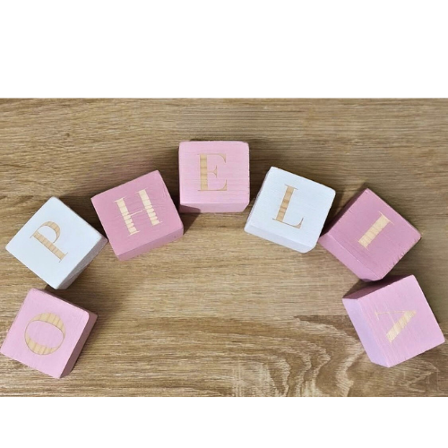 Nursery Name Blocks - Blush Pink & White