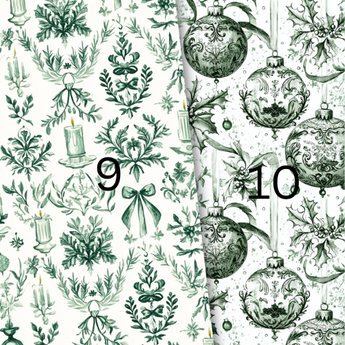 Christmas Card Green Toile