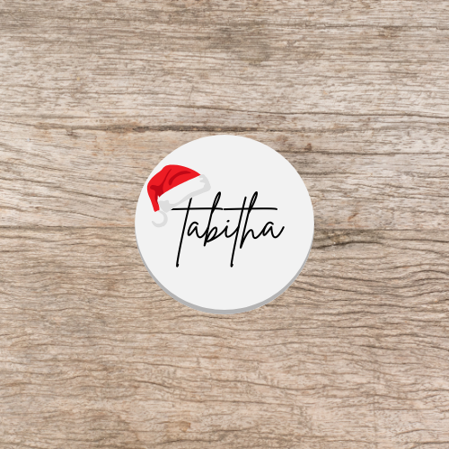 Santa Hat Initial & Name Christmas Coaster