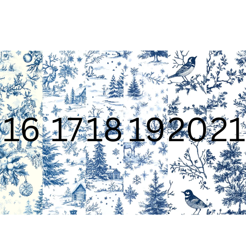 Christmas Card Blue Toile