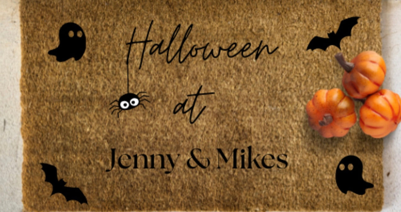 Halloween At Couples Door Mat