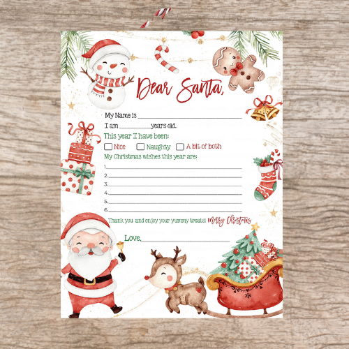 Dear Santa Christmas Wish Letter