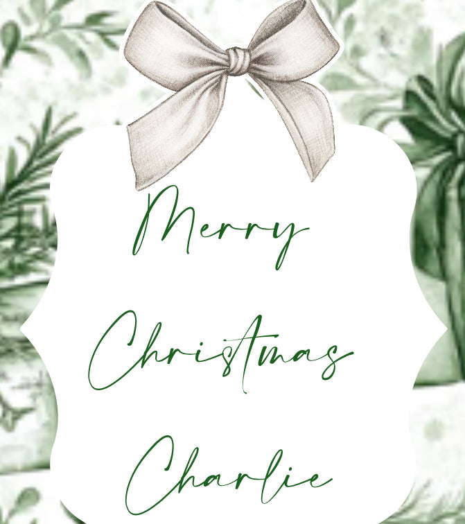 Christmas Card Green Toile