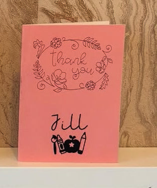 Pink and Black End of Year Teacher Thank You Card